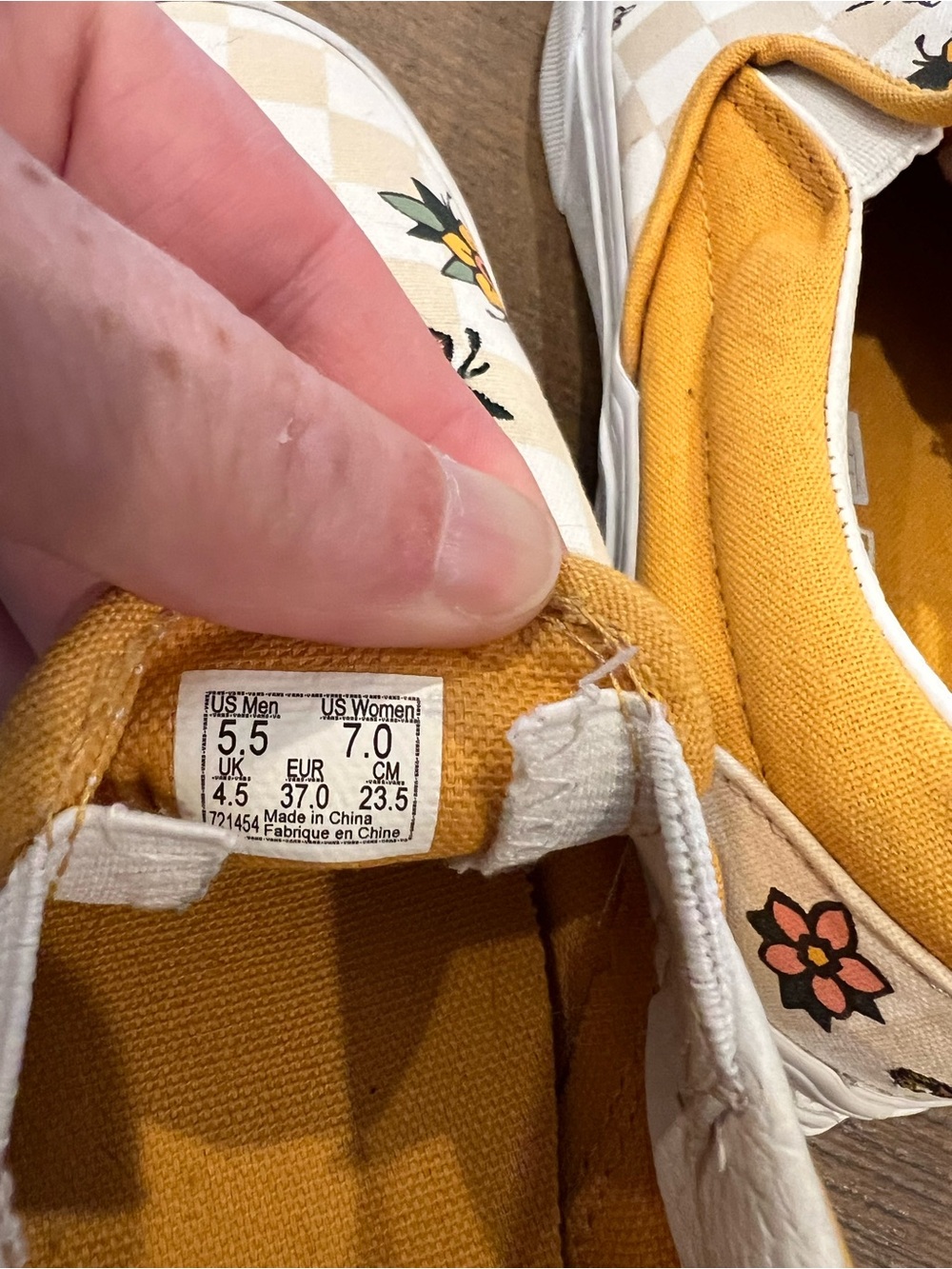 Vans Slip-On Checkerboard Floral Sneakers - Yellow & Cream - Picture 3 of 4